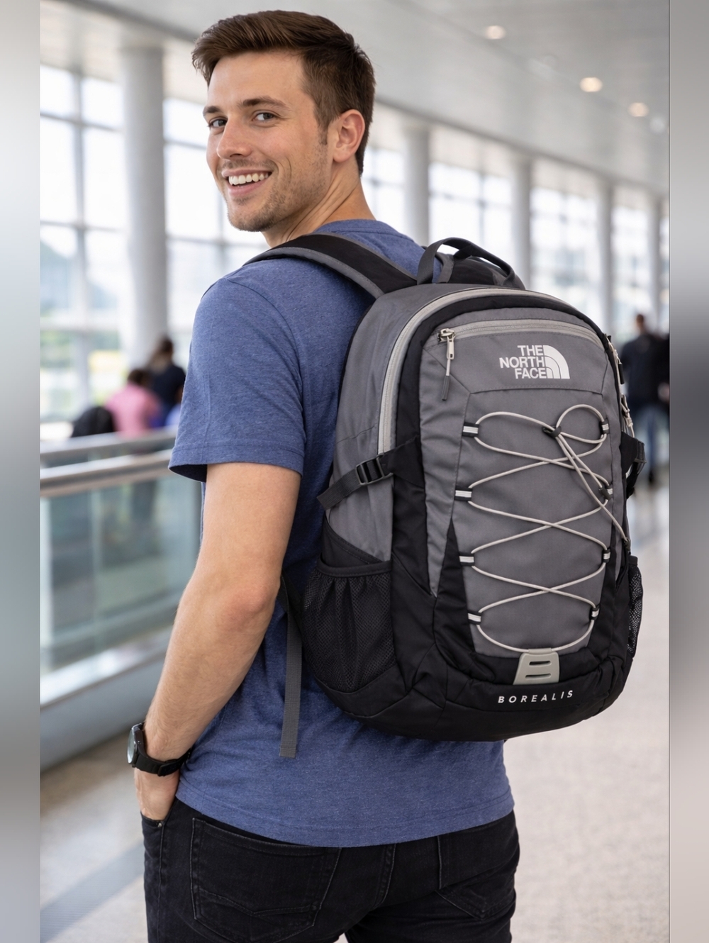 The North Face Borealis Backpack Gray/Black – Laptop Ready, Outdoor/Everyday